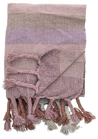 Bloomingville Hochwertige Tagesdecke 160 x 130 cm – Vielseitige Kuscheldecke aus recycelter Baumwolle, ideal als Sofadecke oder für Bett und Garten, kuschelig weich und pflegeleicht (Rose)