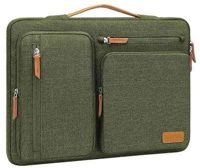 MOSISO 360 Protective Laptop Case 15 inch, 15 inch Laptop Sleeve Compatible with MacBook Air M4 M3 M2 2025-2023, Computer Notebook, Side Open Carrying Case with 4 Zipper Pockets&Handle, Olive Green