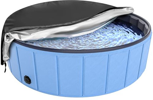 Faltbare Hundepoolabdeckung 221 cm, Hyperzoo Schwimmbadabdeckung für Kinder und Haustiere, faltbare Hundebadepoolabdeckung, aufblasbare Planschabdeckung, reißfest, lichtbeständig, wasserdicht