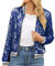 Generisch Damen Pailletten Jacke Damen Party Outfit Reißverschluss Langarm Jacken Sakko Elegant Kurz Sakko Rave utwear Blazermantel Übergangsjacke Gold Karneval Bomberjacke Festlich Shiny Clubwear