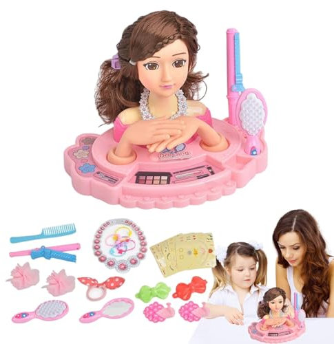 Make Up Und Haarstyling Puppenkopfspielzeug, Make Up Friseur Puppenstyling Kopfspielzeug Mit Haarzubehör, Mädchen Make Up Puppenkopf Und Haare Flechten Prinzessin Spielzeug Für Kinder - 19cm