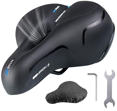 Fahrradsattel, Bequem Weich Memory Foam Ergonomisch Stoßdämpfend Atmungsaktiv Fahrrad Sattel,für Mountainbike/MTB/Fahrräder/Falträder, Fahrradsattel mit Werkzeug wasserdichter Abdeckung - Blau