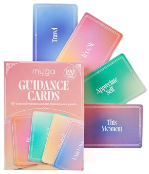 Myga Guidance Cards for Adults - 120 Mindfulness Affirmation Cards for Women & Men with Daily Positive Quotes for Self-Care, Relaxation, Motivation & Inspiration - Multicoloured