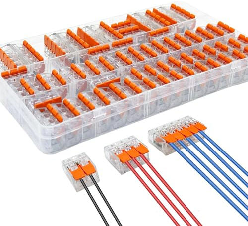 Kabelverbinder Kabelklemmen Elektro, 60 Stück Kabelverbinder 2-3-5 Leiter, Verbindungsklemmen Klemme mit Betätigungshebel, Klemmen Set 4mm², Klemme Lüsterklemmen für Feste Kabe