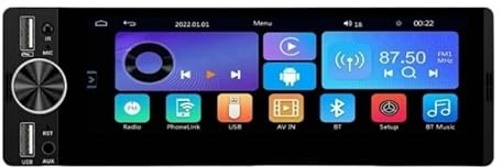 Autoradio 1Din Universal 6,36 Zoll Auto-Multimedia-Videoplayer IPS HD-Bildschirm USB/Typ-C-Ladeunterstützung BT FM USB AUX Cam