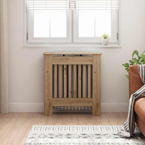 Mokuyary Cache-radiateur en chêne artisanal 78 x 19 x 81,5 cm - Étagère pour radiateur - Pour salon, chambre à coucher, cuisine