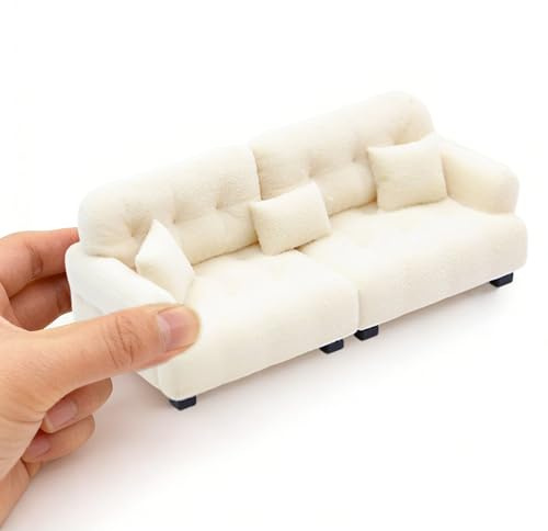 HAOWYYUU Puppenhaus Sofa, 1/20 Miniatur Couch, Puppensofa für Puppenhäuser, Wichtel Haus Möbel ​Zubehör - 11x4.7x3.8cm