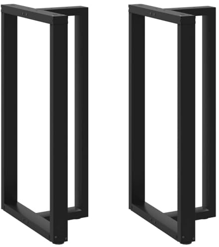 VIHHQGC Lot de 2 pieds de table mange-debout en forme de T - Noir - 60 x 35 x (110-111) cm - Acier revêtu par pulvérisation avec pieds de nivellement réglables pour un montage stable et une conception