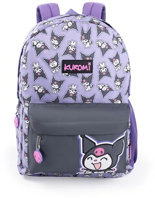 Hello Kitty & Friends Kuromi Mädchenrucksack, lila | Schulrucksack mit Reißverschluss und Cartoon-Motiv | Kinderrucksack für Schule & Reisen | Merchandise