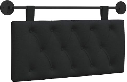 vidaXL Hängendes Kopfteil Schwarz Stoff, Moderner rechteckiger Wandkopfteilen, gehängtes gepolstertes Design, gemütliche Rückenlehne für Schlichte Schlafzimmerdekoration