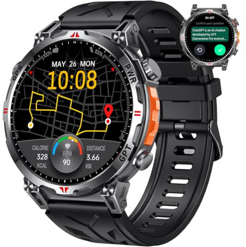 Orologio Smartwatch Uomo con GPS Sport: 1.7 AMOLED Orologi Intelligenti con GPT Effettua Risposta Chiamate 107 Modalità Sportive 3 ATM Pressione Sanguigna Frequenza Cardiaca Compatibile Android e iOS
