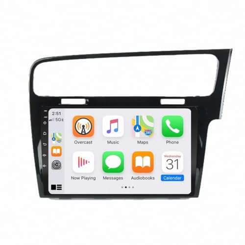 Estéreo de Coche con Pantalla para Volkswagen VW Golf 7 MK7 GTI 2013-2017 con Bluetooth, Carplay Inalámbrico y Android Auto, Pantalla Táctil HD, Radio, Micrófono, 4 Nuclear 1G+16G