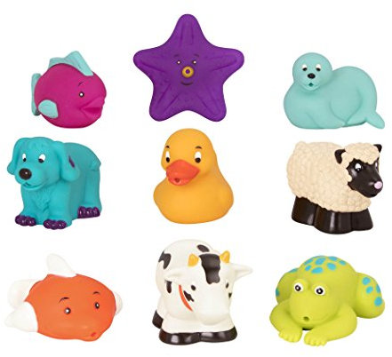 Battat – Badespielzeug (9 Teile) – Assortiertes Badespielzeug – 9-teilige Tier-Spritzpistole – Wasserspritzspielzeug – Bad & Pool – 10 Monate +