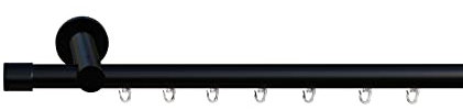 Tilldekor Innenlauf Gardinenstange HIGH-LINE ANDRAX, 1-Lauf, schwarz-glanz, Ø 20 mm, 120 cm, inkl. Trägern und Gleitern