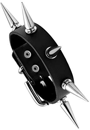 MILAKOO Punk Style Echtes Leder Armband Armreif mit Nieten Akzent versetzt