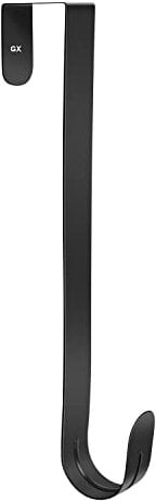 GameXcel 12 Wreath Hanger for Front Door - Large Wreath Metal Hook for Christmas Wreath Over The Door Single Hook, Black