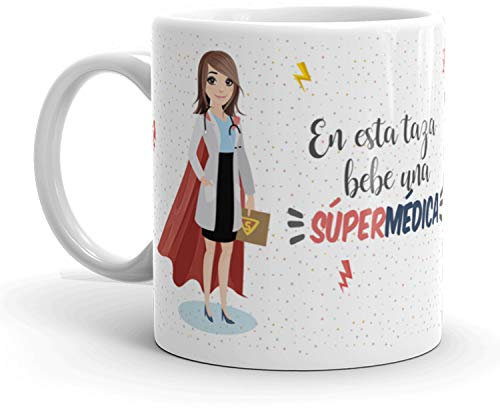 Kembilove Taza de Café Médica – En esta taza bebe una Súper Médica – Taza de Desayuno para la Oficina – Taza de Café para Profesionales de Superhéroes – Regalos Personalizados