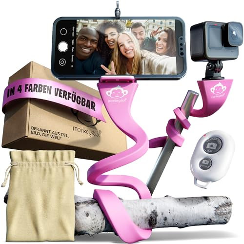 MONKEYSTICK 2.0 Selfie Stick [Das Original] Ultra flexibel - Handy Stativ, Tripod mit Vibrationsschutz für jeden Anlass + BT-Fernbedienung und Reisetasche