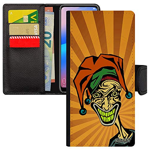 Coque pour Honor 8X Portefeuille Joker Visage pour Huawei Design Leather Humour Comics Orange de Protection Clown Pas Cher Portable Horreur en