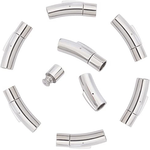 UNICRAFTALE 10 Sätze Edelstahl Bajonettverschlüsse Kolumne Leder Armband Verschluss Kabelenden Armband 6mm Kordel Schmuckverschluss Endkappen für die Schmuckherstellung
