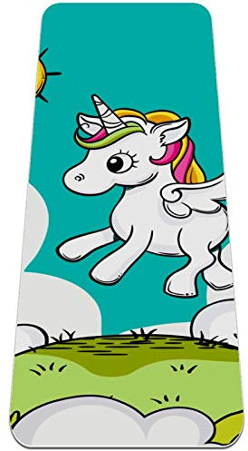 Eslifey Grüne Einhorn-Yogamatte, dick, rutschfest, für Damen und Mädchen, Gymnastikmatte, weiche Pilates-Matten, (183 x 61 cm, 0,6 cm dick)