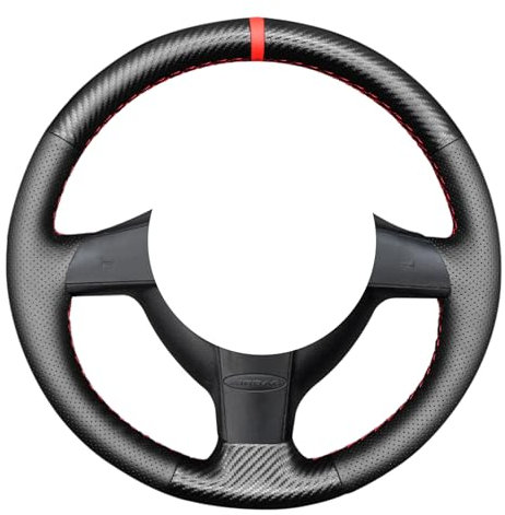 MEWANT Lenkradbezug Handstich aus Kohlefaser mit Echtleder für Golf 4 für Passat B5 für Polo MK6 für Seat Leon 1M für Fabia