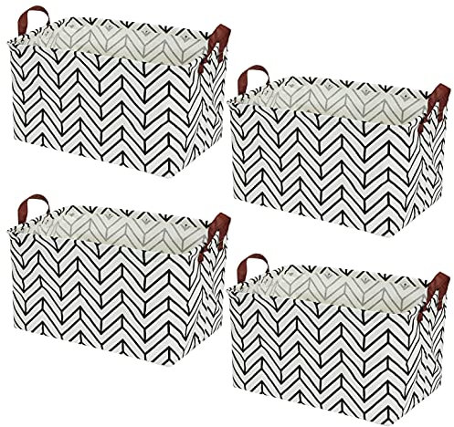 Kingrol 4 Stück faltbare Aufbewahrungskörbe mit Griffen, wasserdichte Aufbewahrungskörbe für Zuhause, Büro, Kinderzimmer, Wäsche-Organizer, 38,1 x 26,7 x 24,9 cm