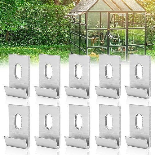 Ftory Greenhouse Clips - Greenhouse Base Kit Greenhouse Base Clips Sliver Metal J Clips Fixings Attaches Kit Tool Base Attachment Clip for Aluminium Greenhouse Insulation Netting Shading10pcs