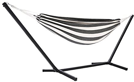 GOLD&CHROME UNIQUE DESIGN Hängematte Outdoor Hängematte - Hängematte mit Gestell Outdoor - Hängematte 2 Personen Hängematte XXL - Hammock Outdoor Schwarz