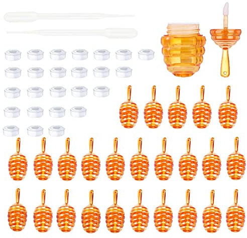 25 Pieces Honey comb Shaped 6ml Lip Gloss Tube Empty Plastic Lip Gloss Container Mini Clear Refillable Lip Balm Bottle Container with 2 Pieces Plastic Funnels for Women Girls DIY Cosmetics, Brown,