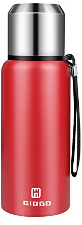 Vacuum Insulated Flask 500ml/16.9oz with Cup lid Stainless Steel Thermo Water Flasks Leakproof Keep Coffee hot&Cold Drink Bottle.(Red,500ml)