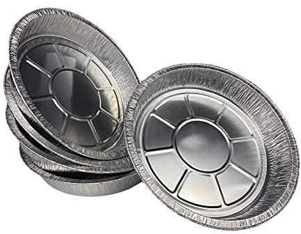 Dominion Strength Training Round Grill Drip Tray Pan (5 Pack) for Medium Size Kamado and Egg Type Grills - Recyclable Aluminum Foil - Easy and Disposable