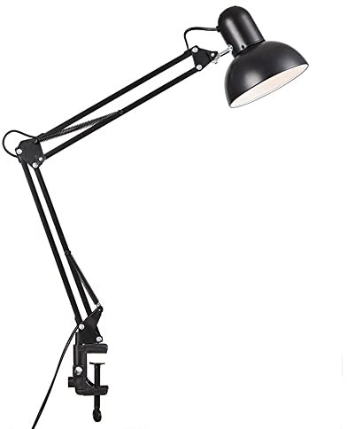 Mengjay Schreibtischlampe Retro, Tischlampe E27, LED Leselampe Nachttischlampe Verstellbare, Tischleuchte mit Lampenschirm, Tageslichtlampe Schreibtisch leuchte (ohne E27-Leuchtmittel) (Schwarz)