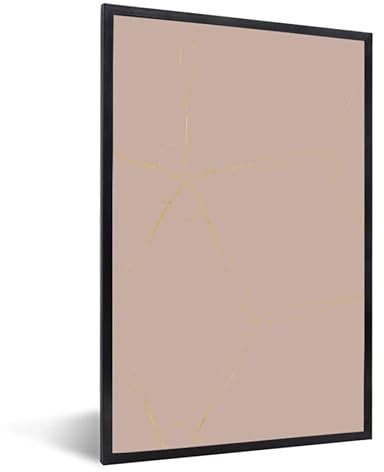 MuchoWow Poster encadré Motifs - Vieux rose - Or Tableau deco avec cadre 80x120 cm affiche decoration murale