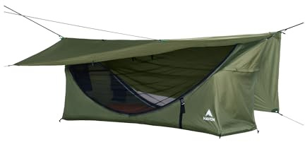 Haven Tent XL - Forest Green - Complete Lay-Flat Hammock Tent for Camping - Includes Insulated Pad and Rainfly - 80x30
