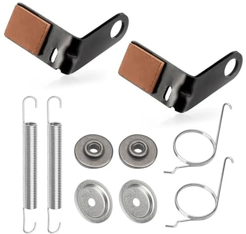 Lot de 2 plaquettes de frein GY21943B GY21943A pour tondeuse John Deere 42 L, D, X Series 100 105 115 100 110 120 125 130, remplace GY21943, support GX20515 inclus, GX2049443 Ressort et GX2. Bague de