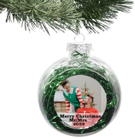 WERWAES Personalisierte Foto Weihnachtskugel Ornament Benutzerdefinierte Klare Bild Dekoration Hängende Weihnachtsbaum Dekorationen für Kinder, Mama, Papa, Freunde Familie