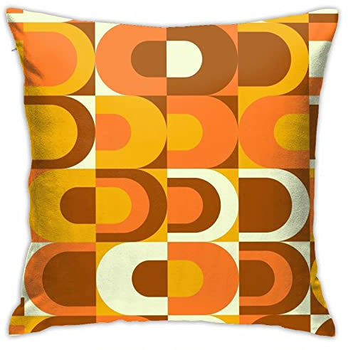 Drissa 70er Jahre Muster Retro Inustrial in Orange- und Brauntönen Kissenbezüge, dekorativer Überwurf-Kissenbezug, 45,7 x 45,7 cm, quadratisch, Couch-Kissenbezug für Heimdekoration, Sofa, Wohnzimmer,
