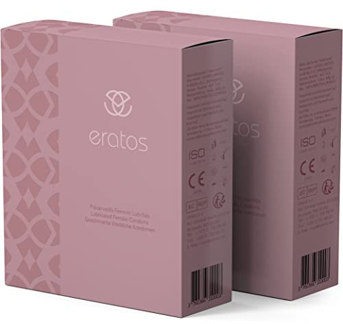ERATOS - Preservativi Femminili - Con Ciambella Brevettata - Lattice Naturale Inodore - Lubrificante a Base di Acqua - Marchio CE - Confezione da 12 Preservativi