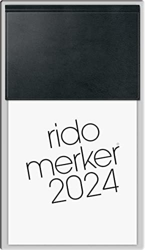 rido/idé Tageskalender Modell Merker 2024 1 Seite = 1 Tag Blattgröße 10,8 x 20,1 cm schwarz