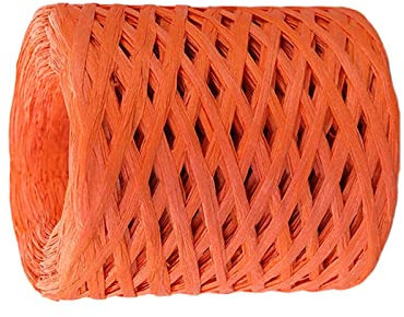 F Fityle Bast Papierband 200m zum Häkeln, Natur Raffia Papierband, Buntes Papiergarn, Bast Band Geschenkband Mehrfarbig für Handwerksprojekte Verpackung Festival Geschenkbox Wrapping, Orange