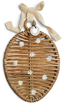 Riviera Maison Osterdekoration, Rattan Osterei mit Tupfen Oster-Anhänger, Ostereier-Hängedeko, Osterzweig-Deko - Rustic Rattan Easter Dots Ornament - Braun - Grubenrohr - (LxBxH) 13x8.5x0.5