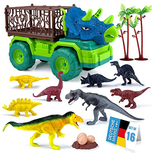 all Kids United Dinosaurier Spiel-Set Truck mit Dino-Figure | Spielmatte, Zubehör & Militär Lastwagen mit Tier-Käfig | Abenteuer Spielzeug für Kinder (Dino Set mit Truck)