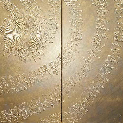 Gold Wirbel Abstrakt A633 - Lange Acrylbilder - industrielles Design - Abstrakte Strukturgemälde - original handgemalte Leinwand Bilder - Diptychon Malerei von Ksavera