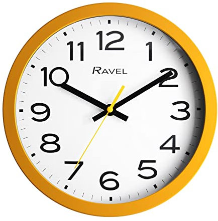 Ravel - Moderne 25cm Wanduhr für Büro und Küche - Analog Quarz - RWC.25.9 - Ocker
