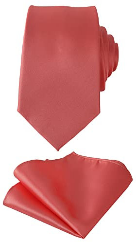 Herren-Krawatten-Set, Einstecktuch, hochwertige Krawatten für Herren, Krawatten für den modernen Gentleman, Krawatten für Herren, Krawatten für Herren, Krawatten für Herren, Koralle, Eine Größe passt