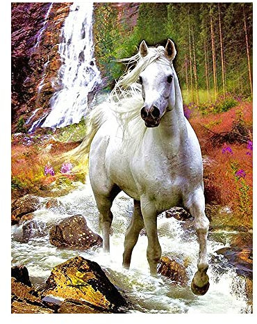 DCIDBEI Pintura Diamantes Grande Paisaje Cascada 40x50 cm Diamond Painting Square Drill Caballos Pintura Diamante Cuadrado Caballos Diamantes por Puntos 5D Caballos Lienzo Diamantes Caballos
