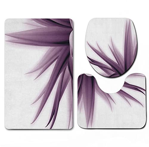 Weich Badematten & Badteppiche Set 3 teilig Mikrofaser rutschfest Badezimmerteppich,Blume Ombré Farbwechsel Stil Blätter Wasserfarben Druck Beruhigend ,Maschinenwaschbar Badvorleger und Toilettenmatte