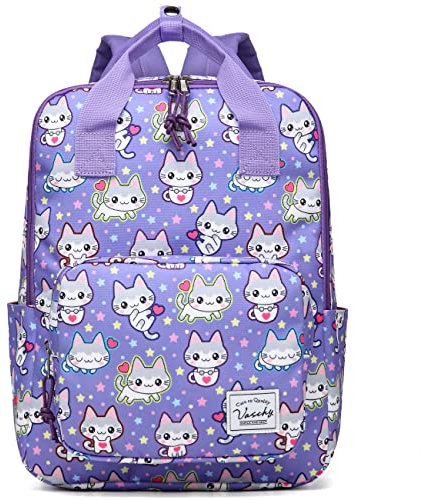 VASCHY Kinderrucksack, Niedlich Vorschule Schulranzen Jungen Mädchen Leichter Rucksack Kindergarten Kleinkind Tagesrucksack Brustgurt Kätzchen