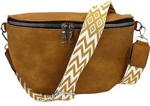 ayados Damen Crossbody Bag Bauchtasche Handtasche Schultergurt Cross body bag Tasche Schultertasche Umhängetasche 76232 (Braun)